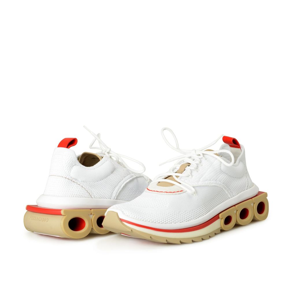 Salvatore Ferragamo hvite atletiske joggesko i stoff