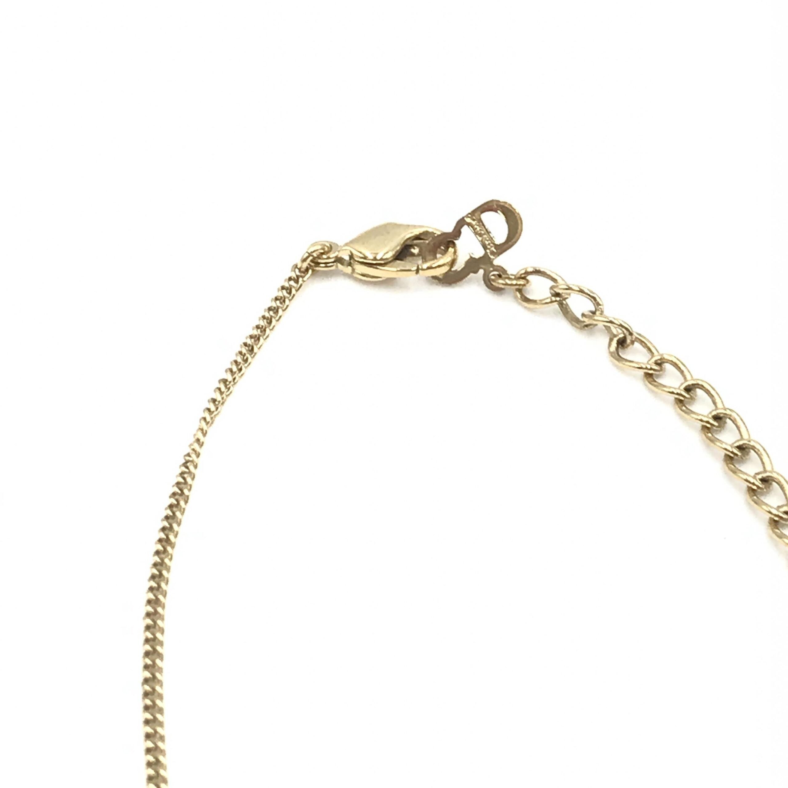 Christian Dior Dolphin Motif Rhinestone Gullforgylt Halskjede