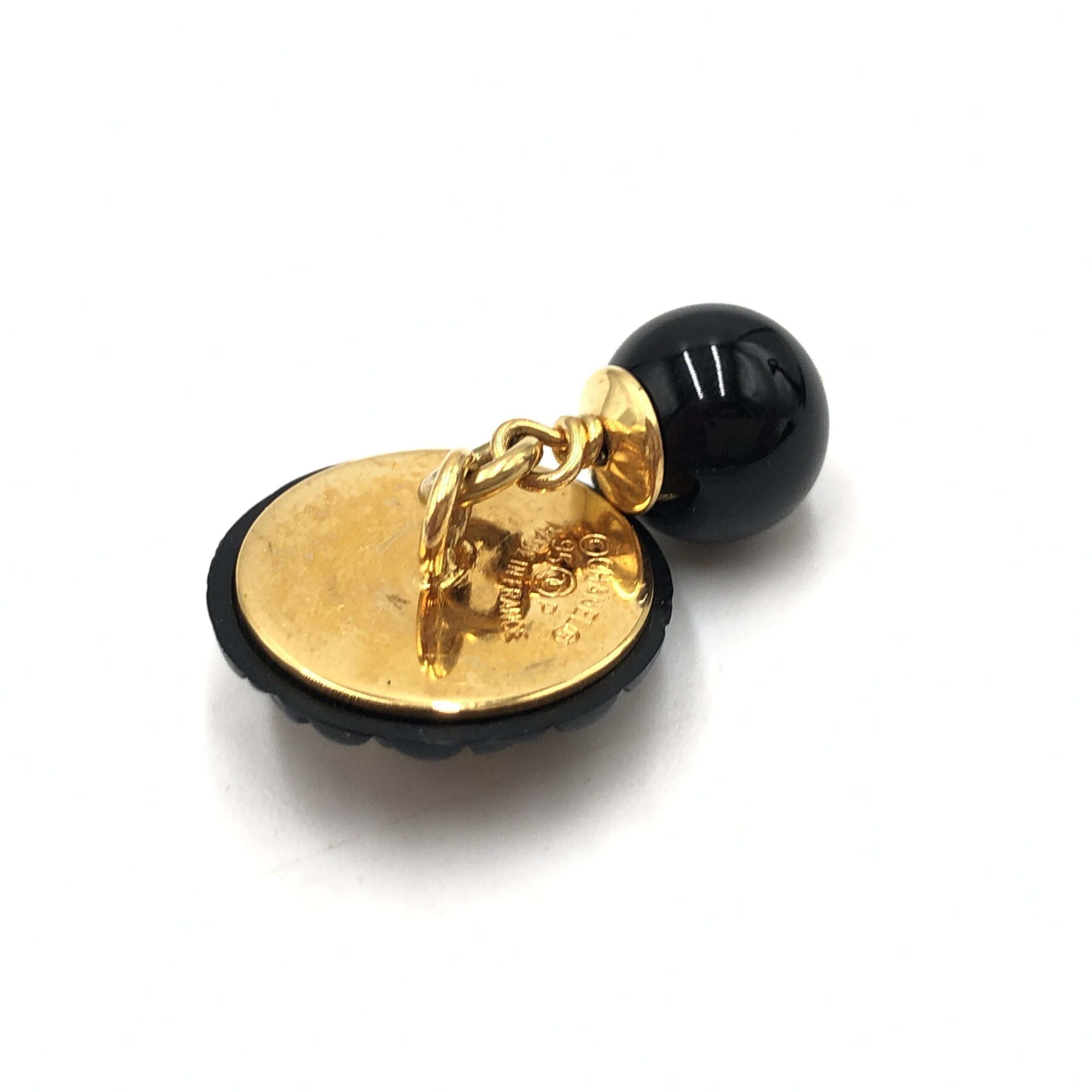 Chanel Matelasse Coco Mark Black Plastic Cufflinks