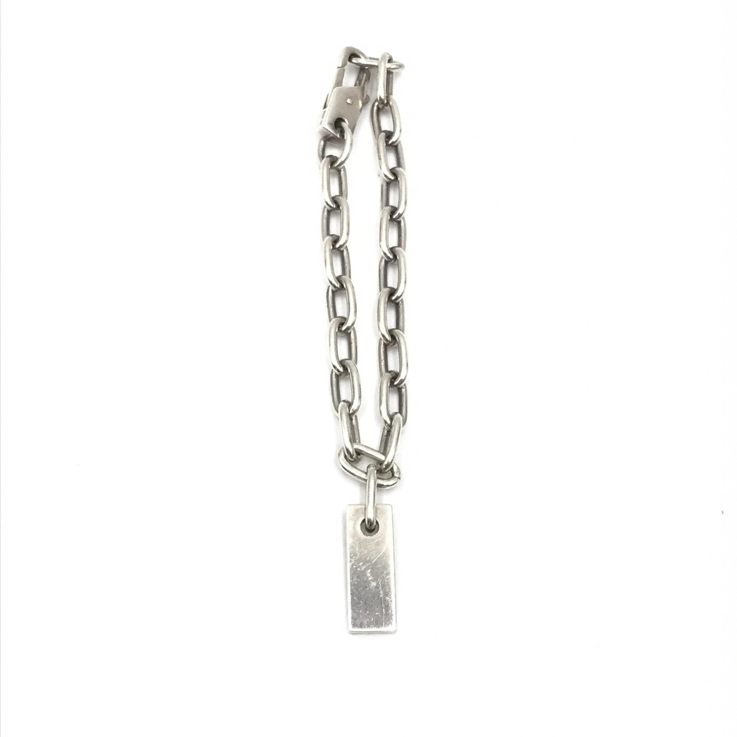 Sterling Silver Logo Plate Chain Bracelet