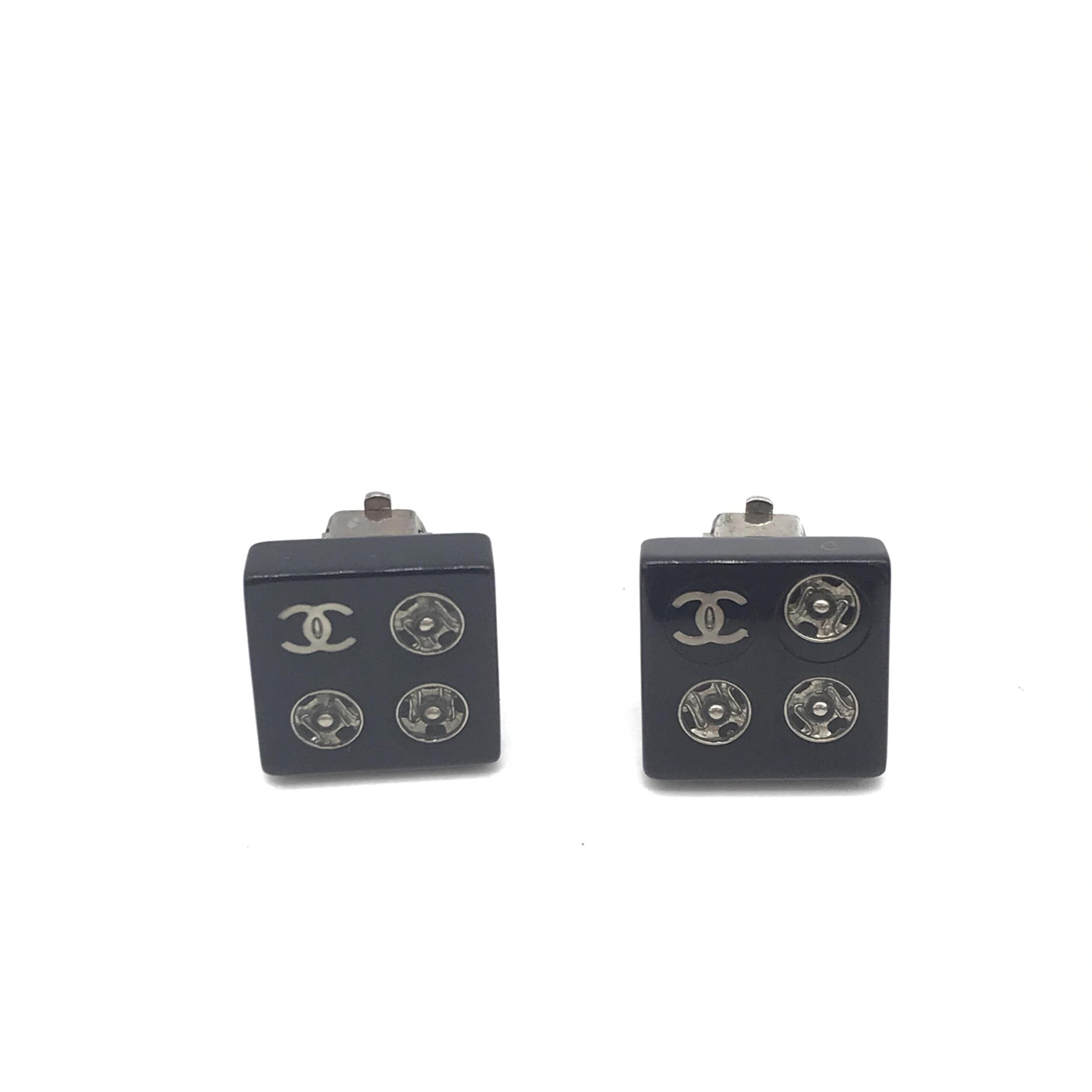 Chanel Coco Mark Square Clip-On Earrings