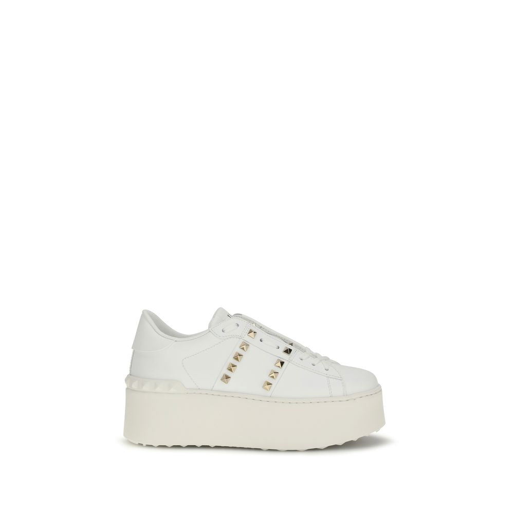 Valentino Garavani hvite plattformsneakers i kalveskinn