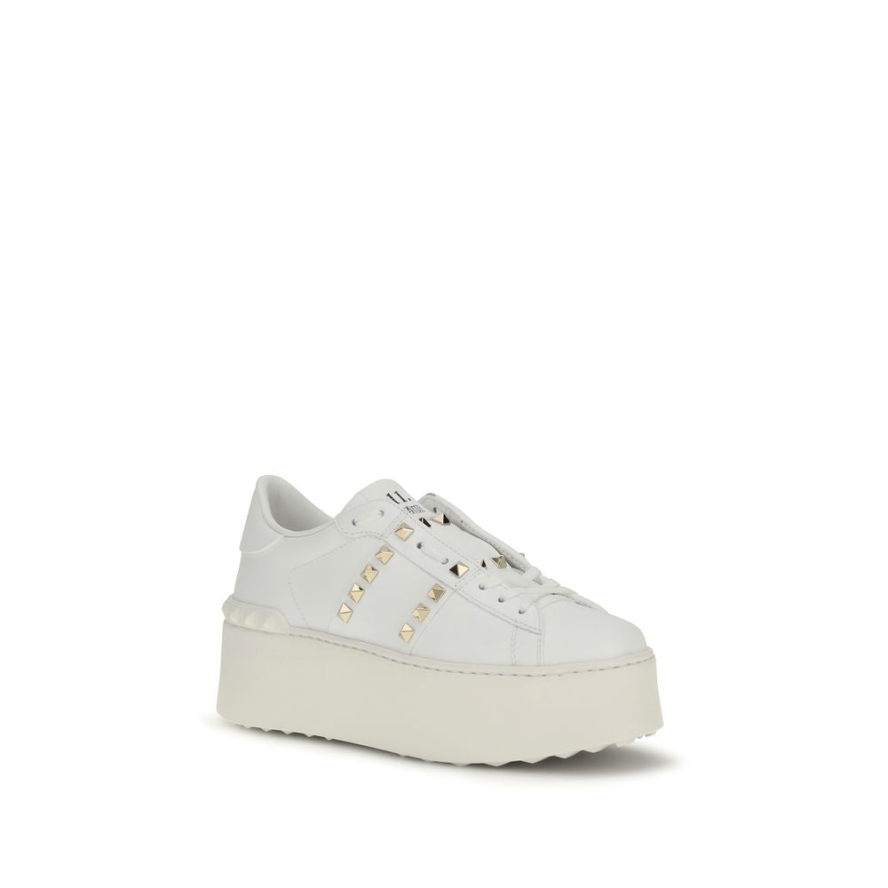 Valentino Garavani hvite plattformsneakers i kalveskinn
