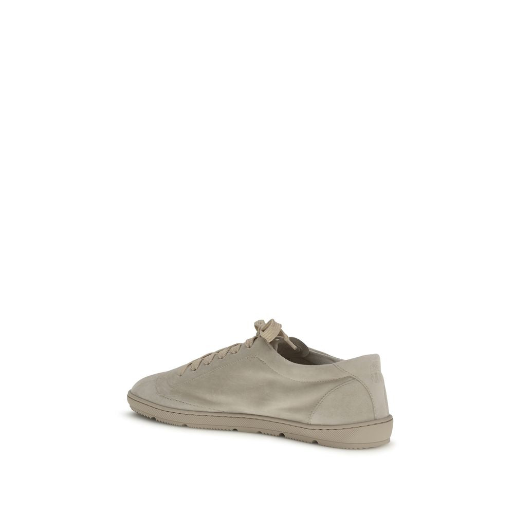 Brunello Cucinelli Beige Kalveskinn Bos Taurus Lav Topp Joggesko