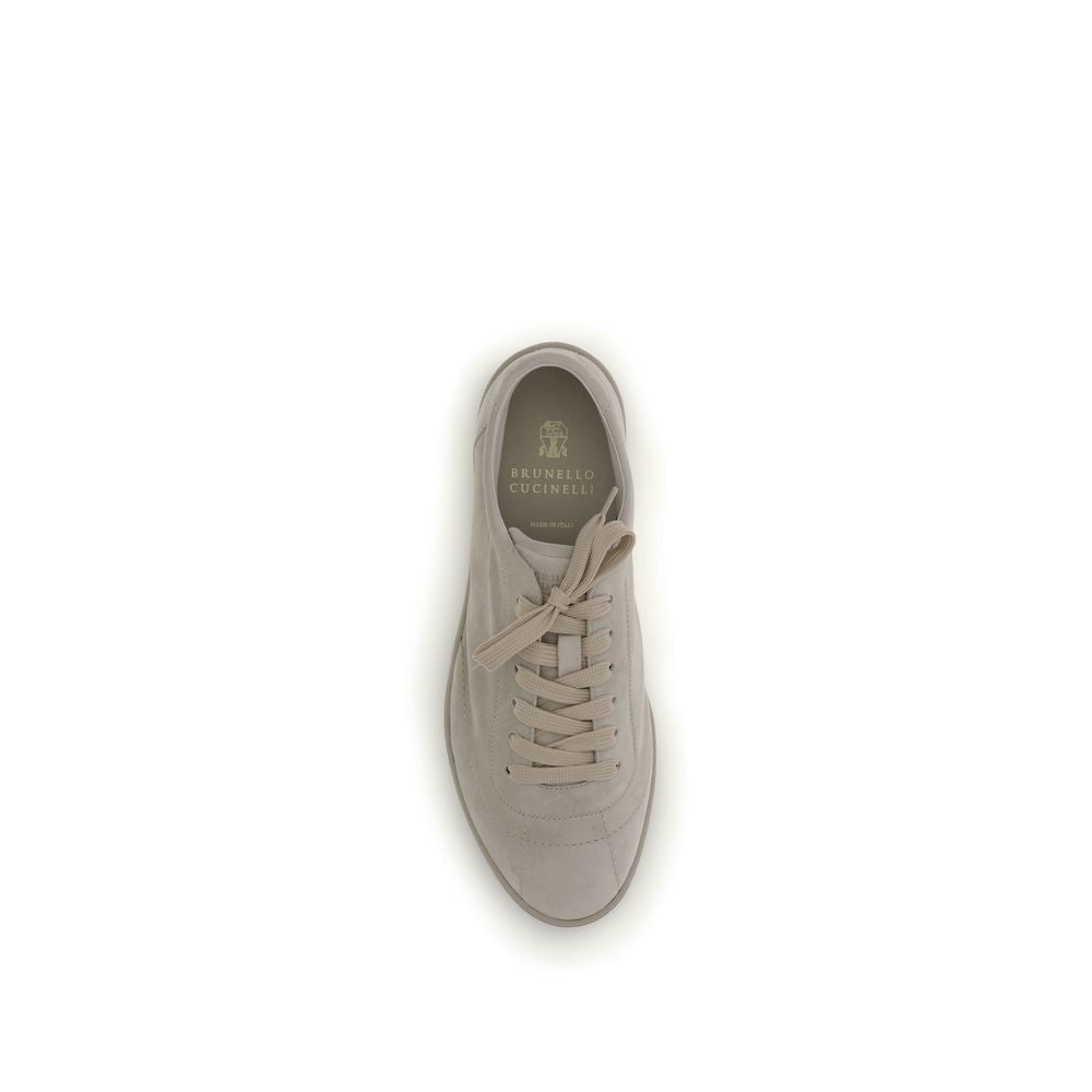 Brunello Cucinelli Beige Kalveskinn Bos Taurus Lav Topp Joggesko