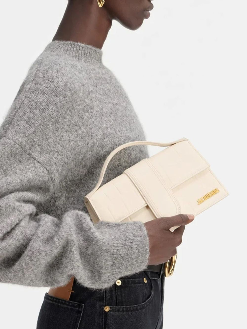 Jacquemus Ivory Cocco Le Grand Bambino Håndveske