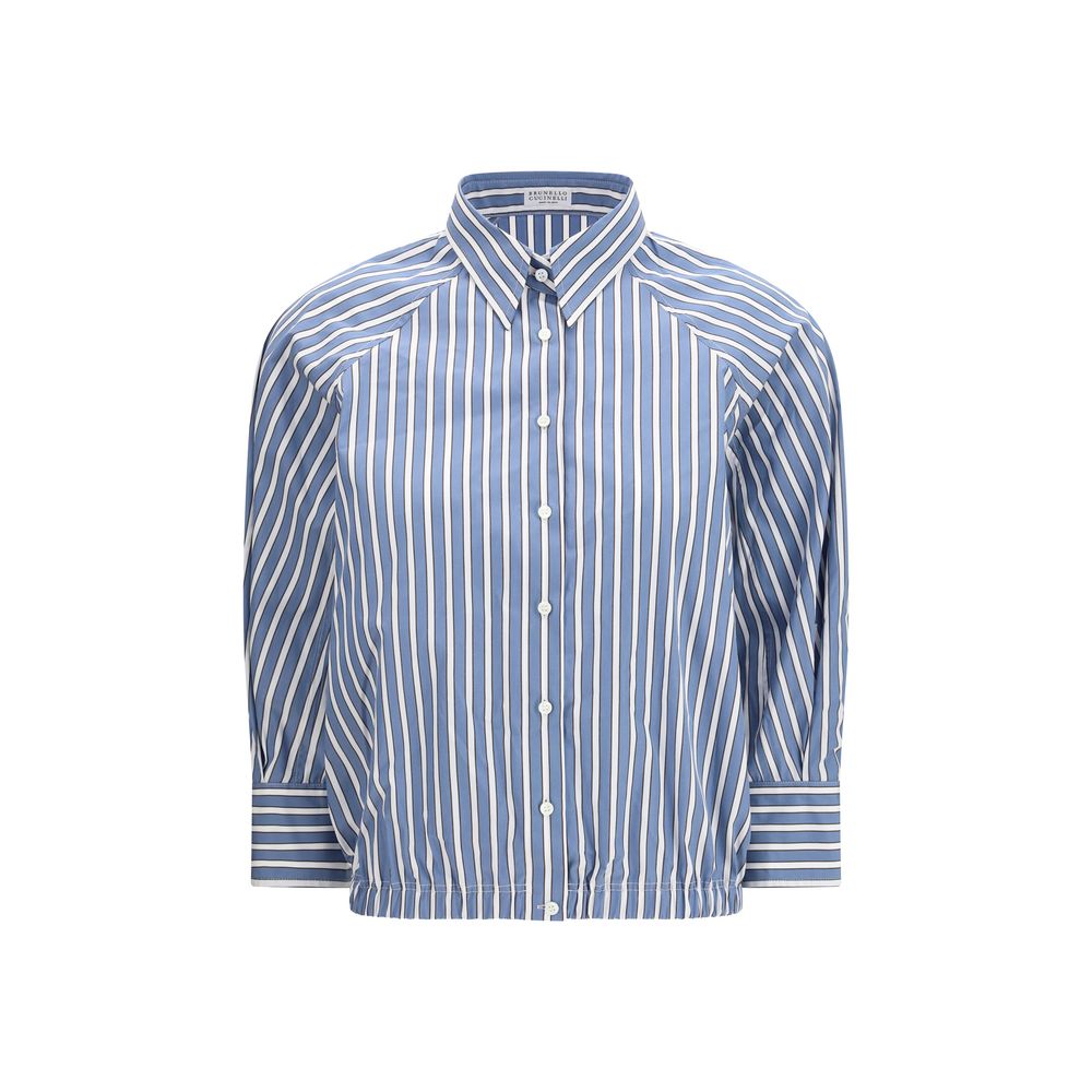 Brunello Cucinelli Blue Cotton Shirt