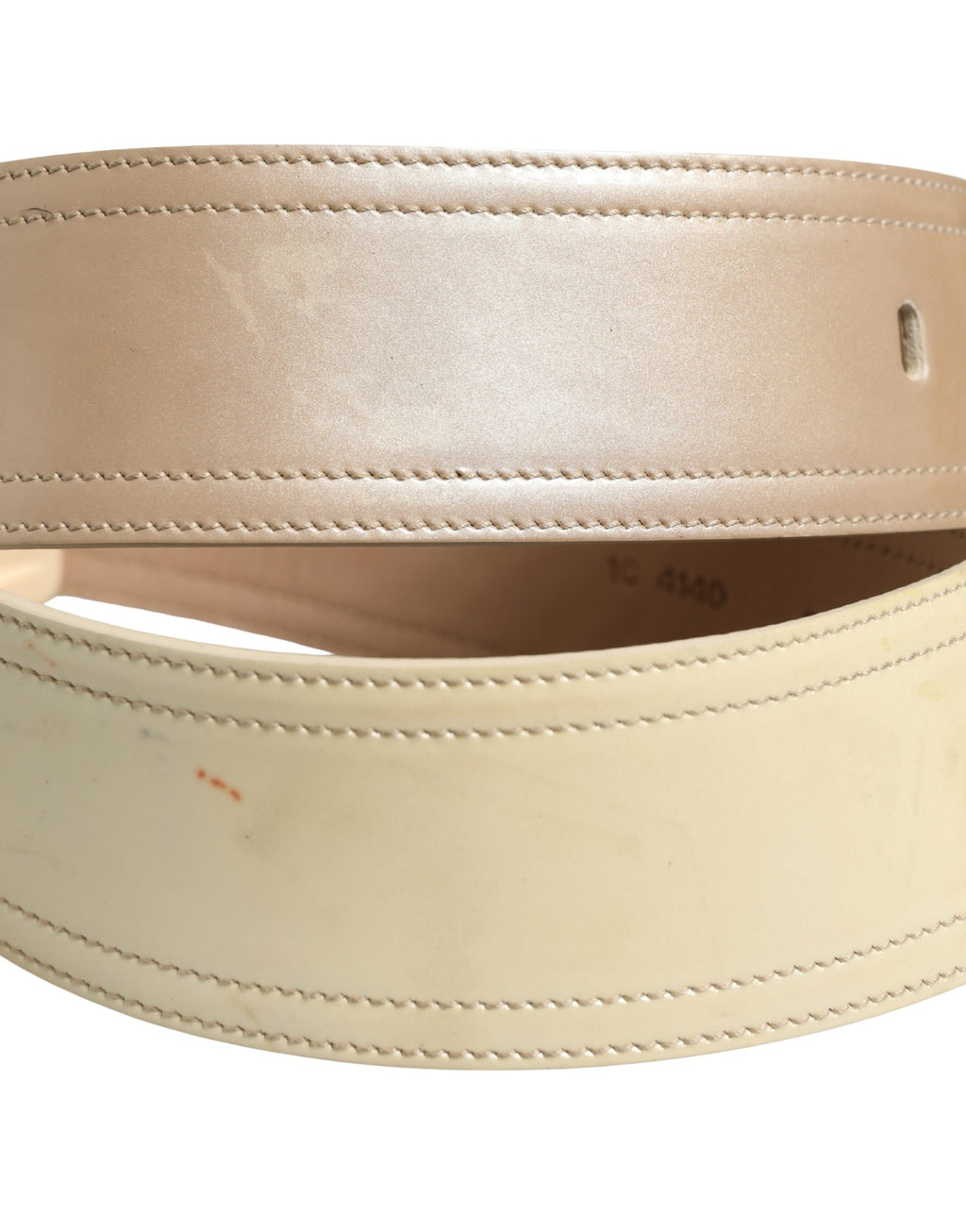 Cinturón de mujer Prada de cuero beige con logo, hebilla cuadrada y cintura ancha