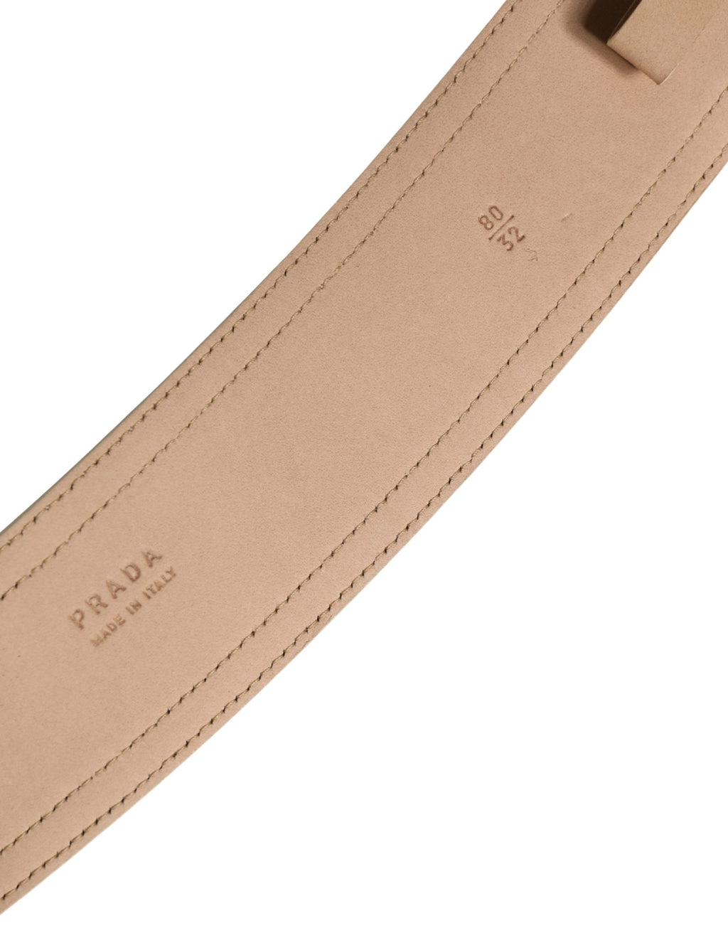 Cinturón de mujer Prada de cuero beige con logo, hebilla cuadrada y cintura ancha