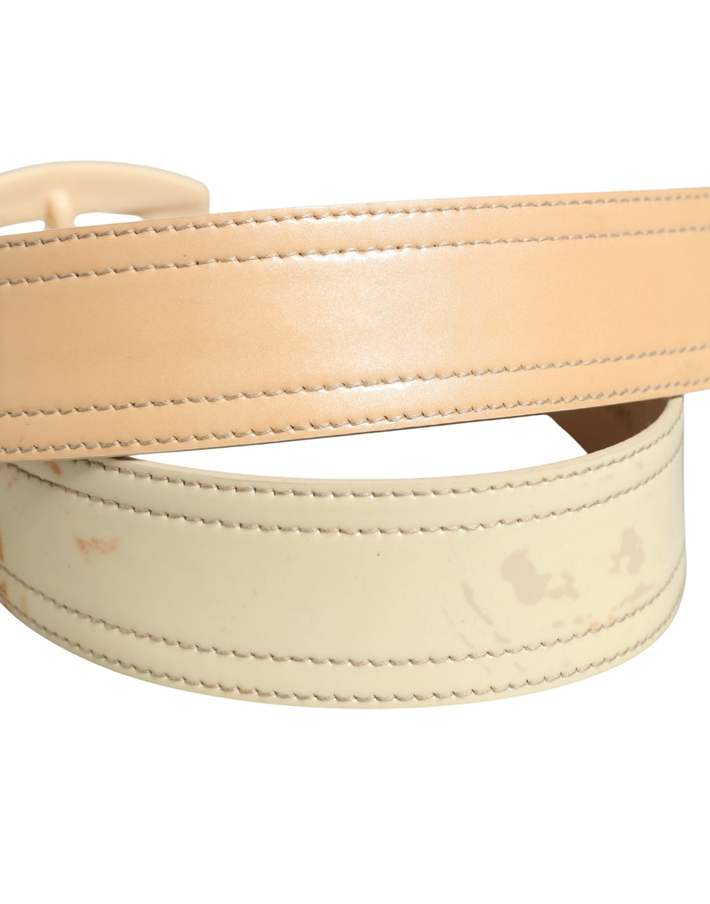 Cinturón Prada de cuero beige con logo, hebilla cuadrada y talle ancho para mujer