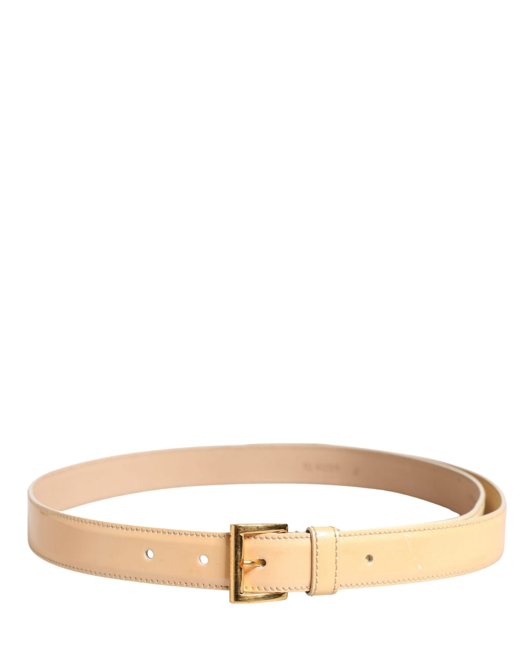 Cinturón Prada de cuero beige con logo y hebilla metálica dorada para mujer