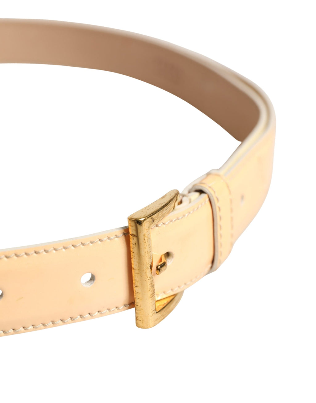 Cinturón Prada de cuero beige con logo y hebilla metálica dorada para mujer