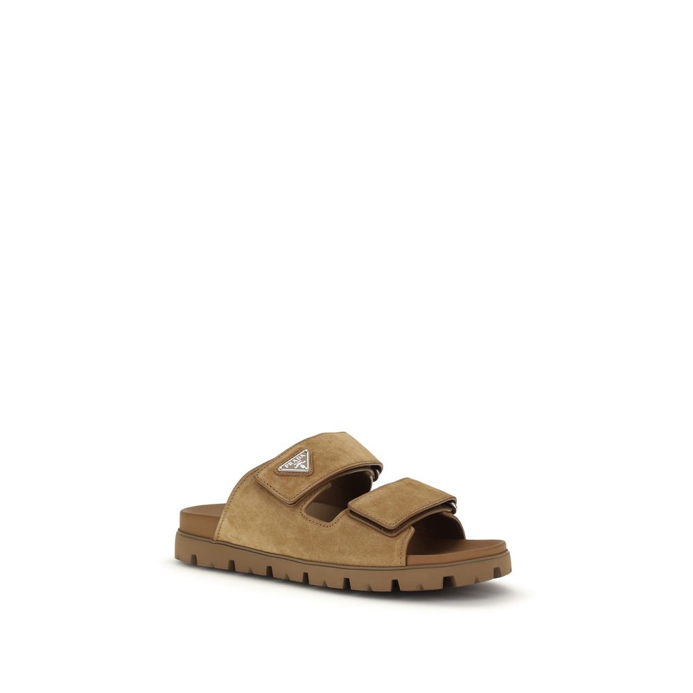 Sandalias Prada de Piel de Becerro Marrón Bos Taurus con Correa