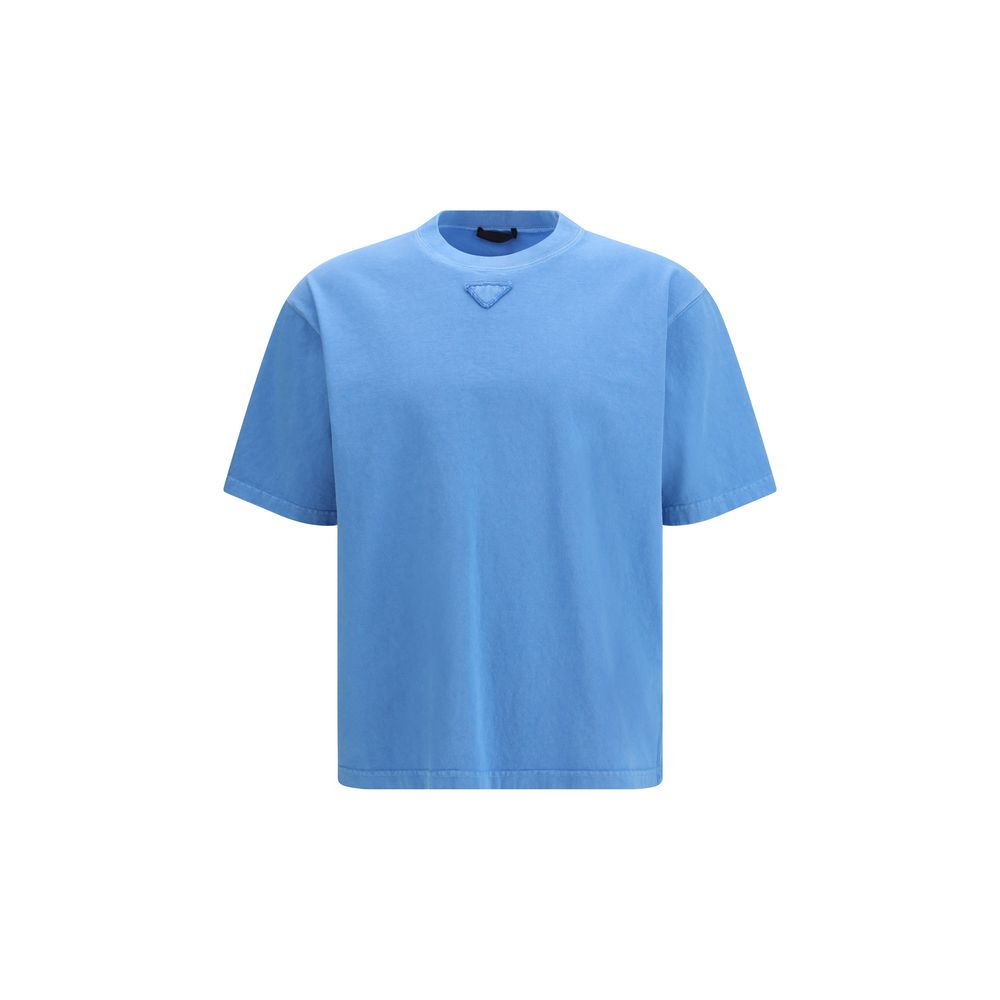 Camiseta de algodón azul de Prada