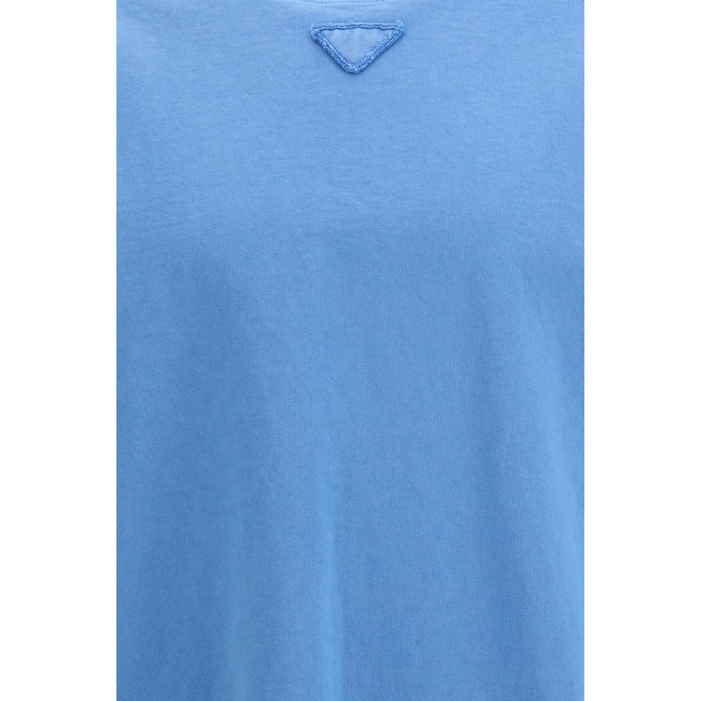 Camiseta de algodón azul de Prada