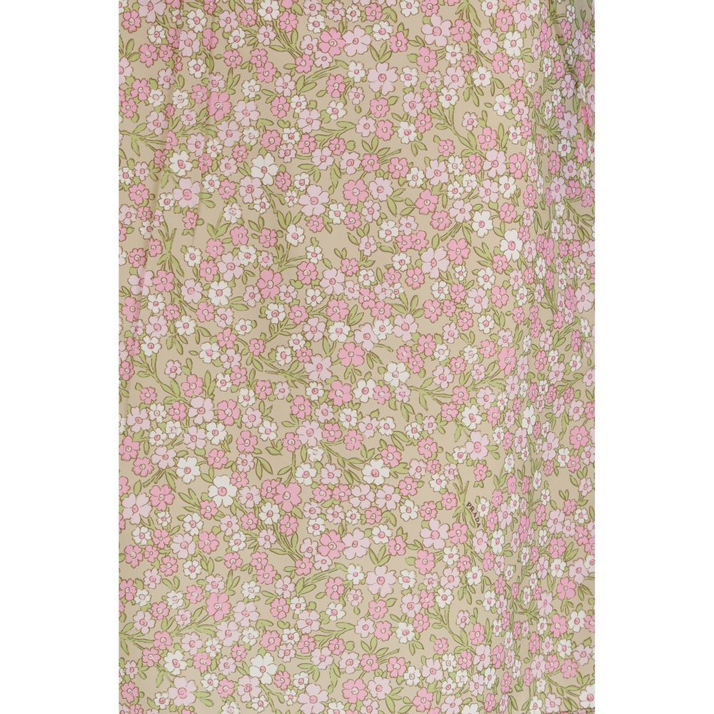Falda midi de nailon multicolor de Prada