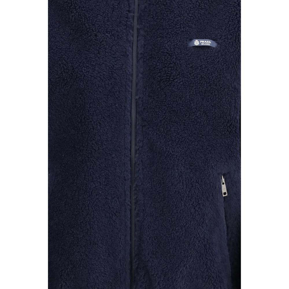 Chaqueta larga de poliamida azul de Prada