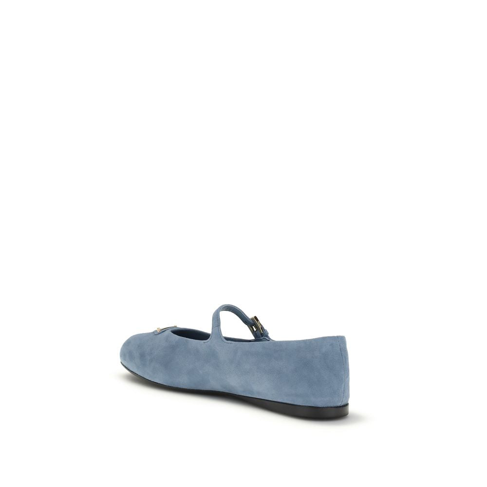 Bailarinas Prada de piel de cabra azul