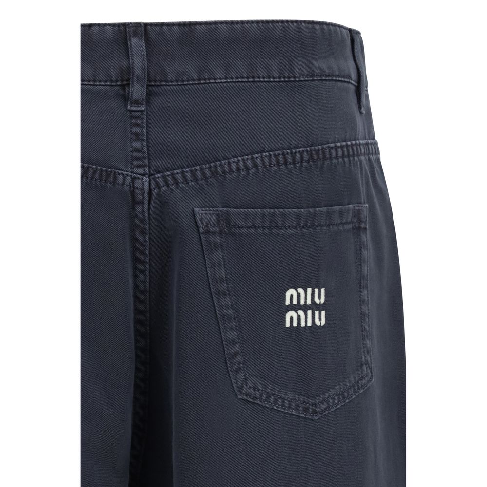 Miu Miu Blå Flared Jeans i Bomull