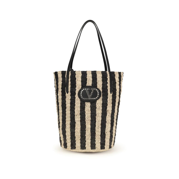 Valentino Garavani sort kurvveske i raffia
