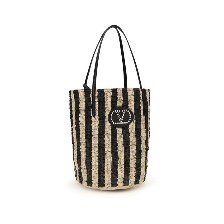 Valentino Garavani sort kurvveske i raffia