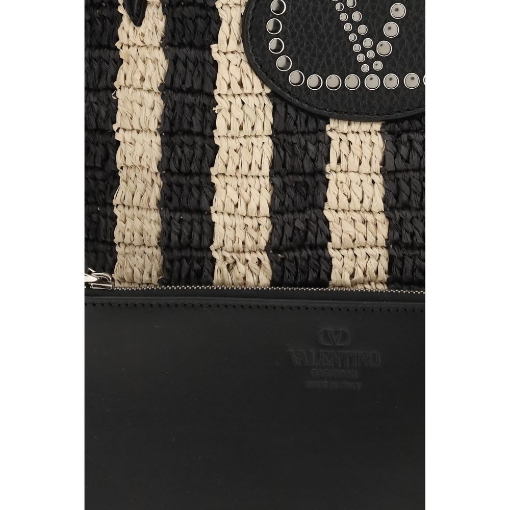 Valentino Garavani sort kurvveske i raffia