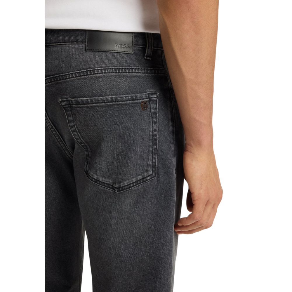 Hugo Boss grå bomullsjeans med avslappet passform