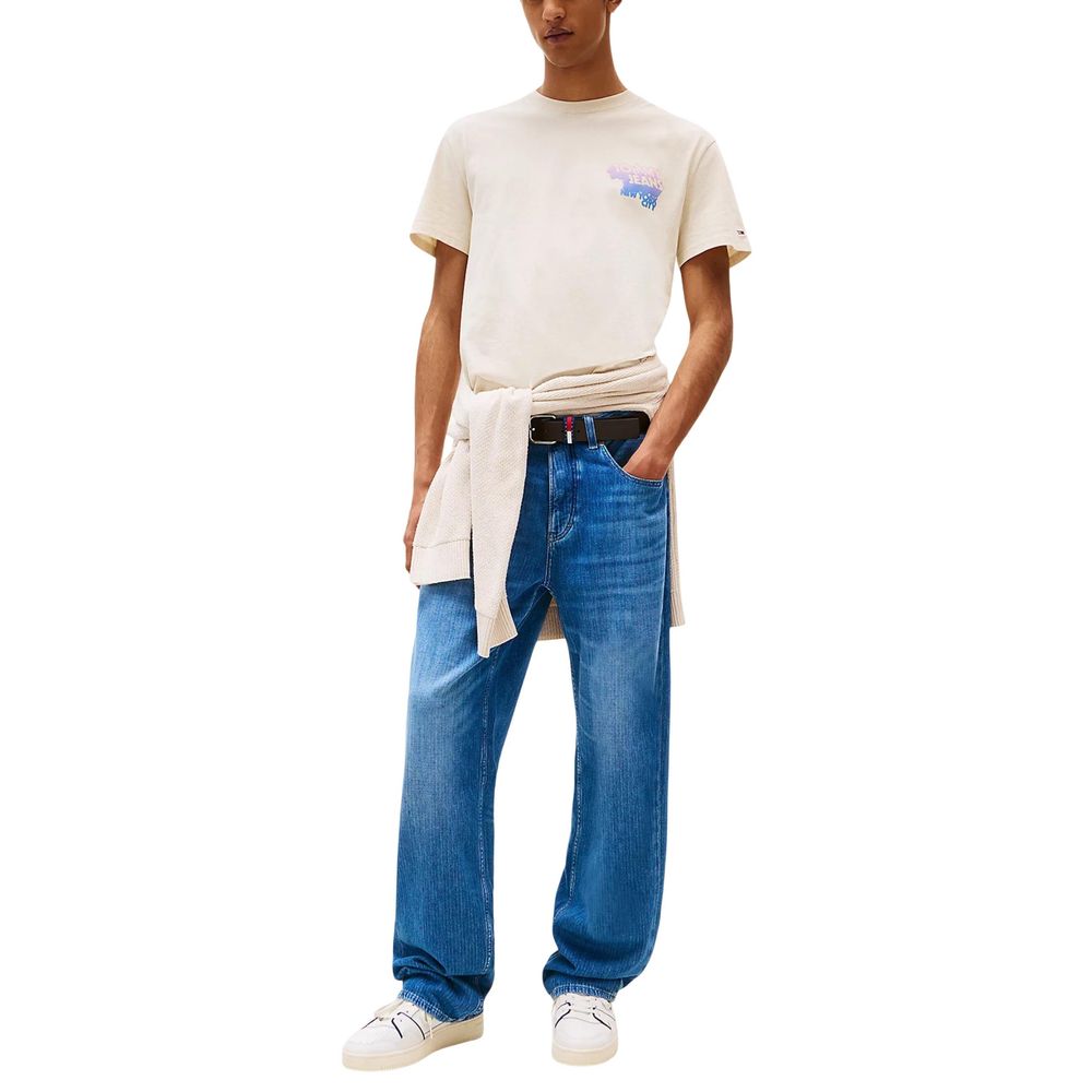 Tommy Hilfiger Jeans Beige T-skjorte i resirkulert bomull