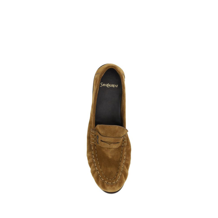 Saint Laurent brune kalveskinn slip-on loafers
