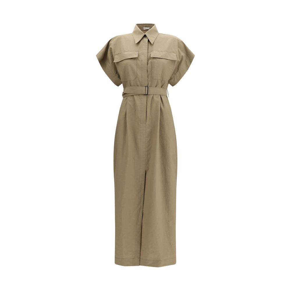 Brunello Cucinelli Beige Uformell Bomullskjole