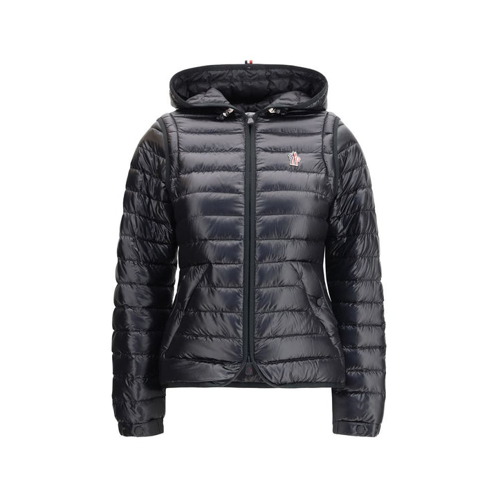 Moncler Grenoble heldekkende jakke i svart polyamid