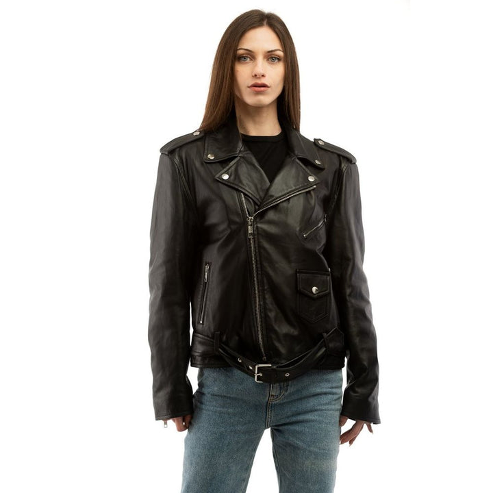 Moschino sort polyester skinnjakke