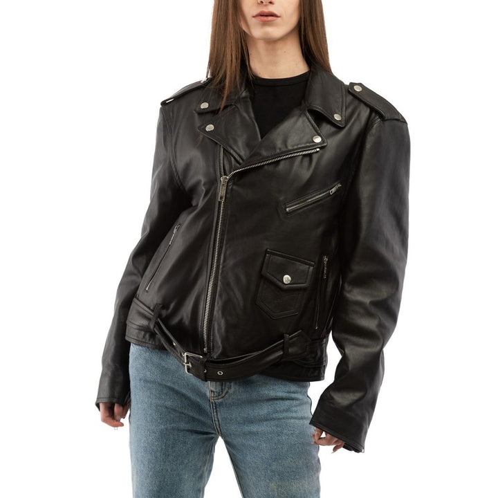 Moschino sort polyester skinnjakke
