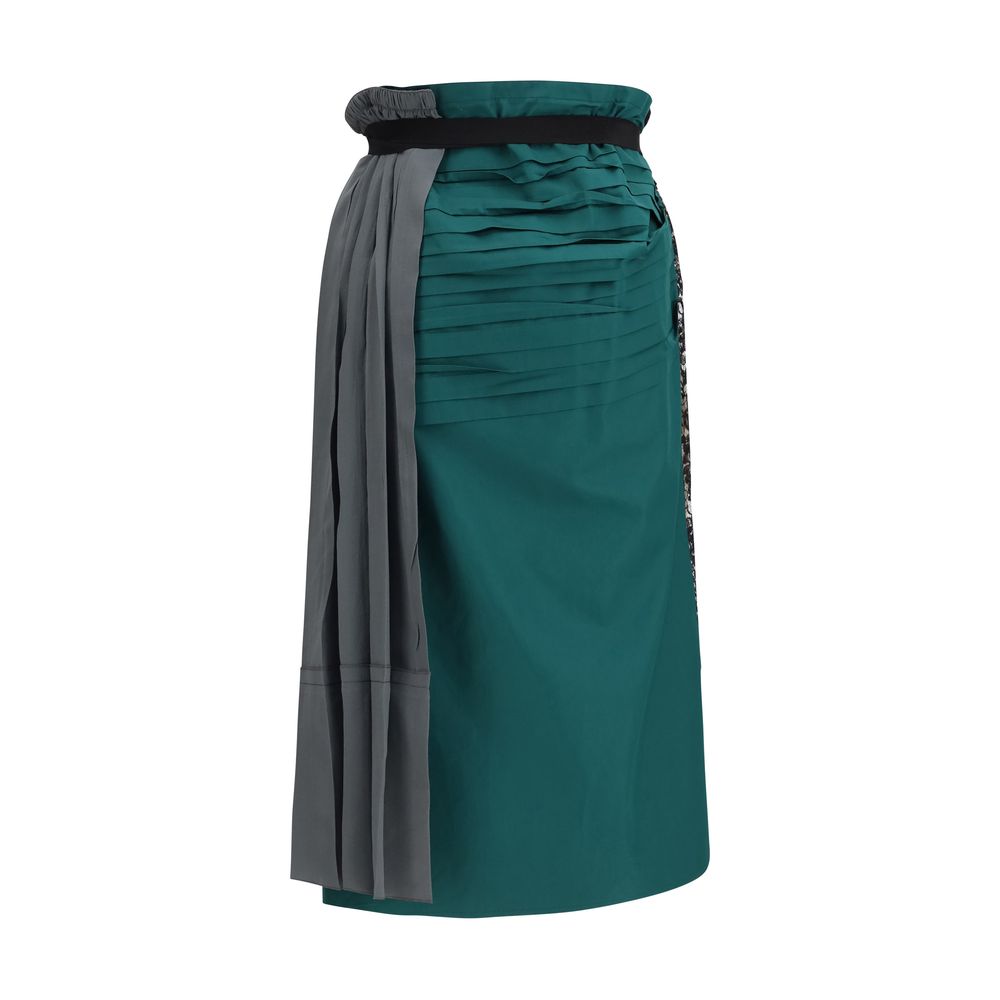 Falda midi de seda multicolor de Prada