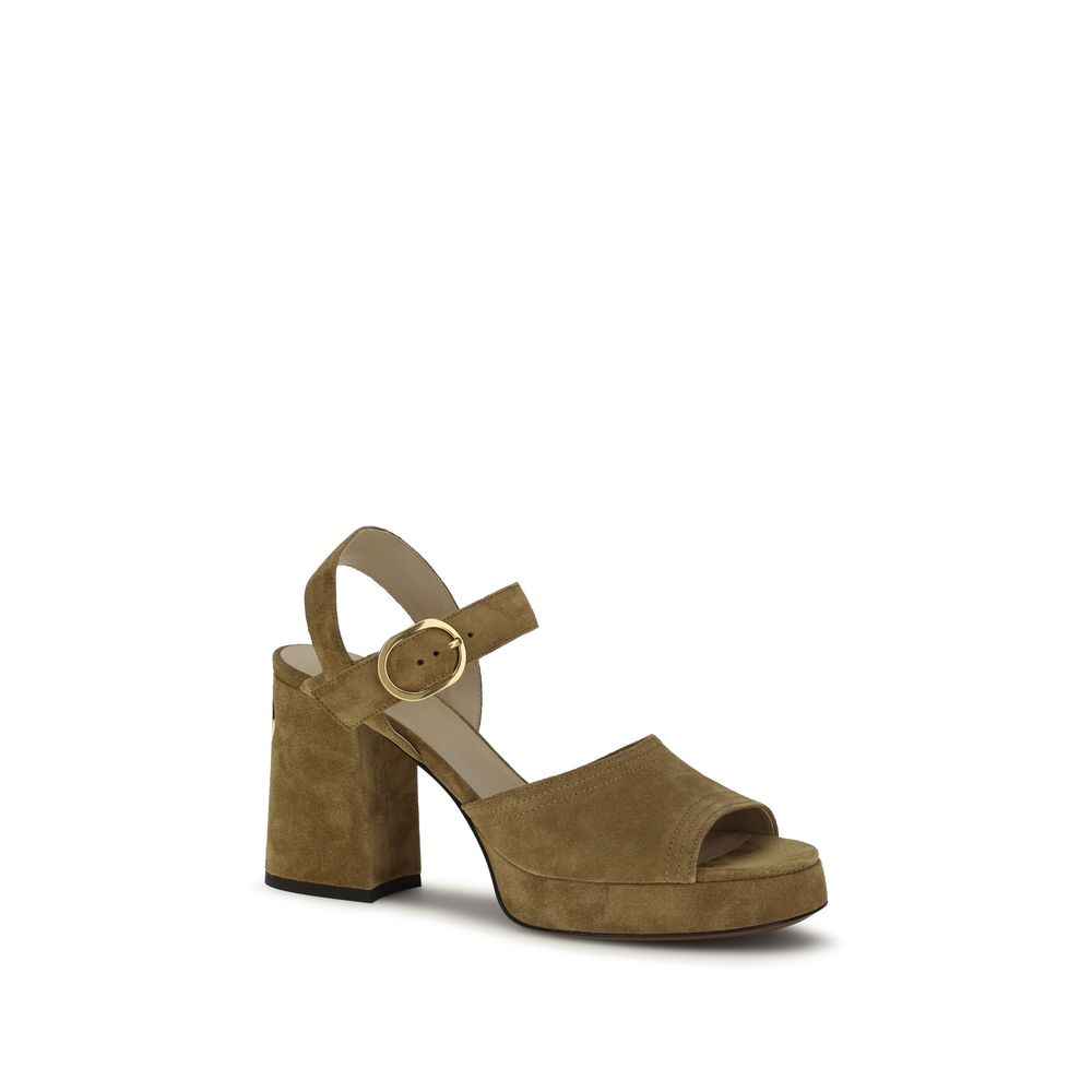 Valentino Garavani Beige Kalveskinn Bos Taurus Sandaler med Platåhæl