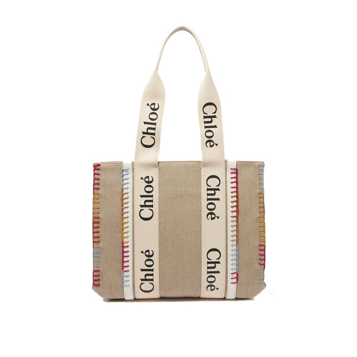 Chloé beige totebag i lin