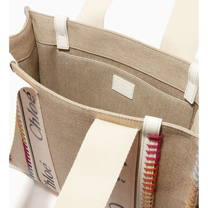 Chloé beige totebag i lin