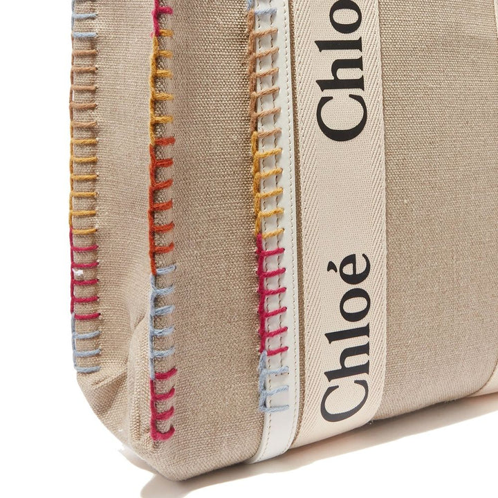 Chloé beige totebag i lin
