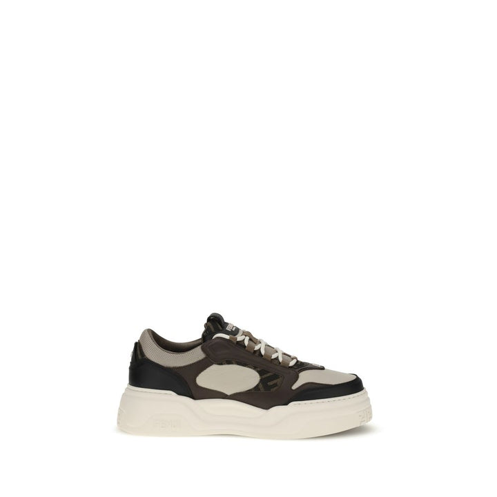 Fendi svarte kalveskinn sneakers med tykk såle
