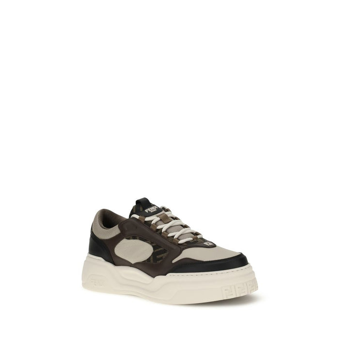 Fendi svarte kalveskinn sneakers med tykk såle
