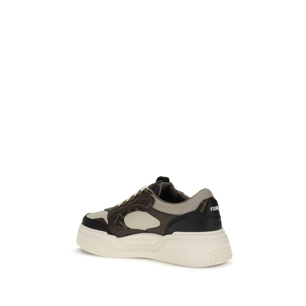 Fendi svarte kalveskinn sneakers med tykk såle