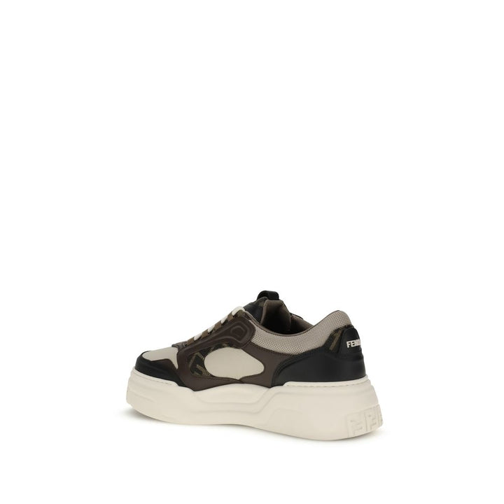 Fendi svarte kalveskinn sneakers med tykk såle