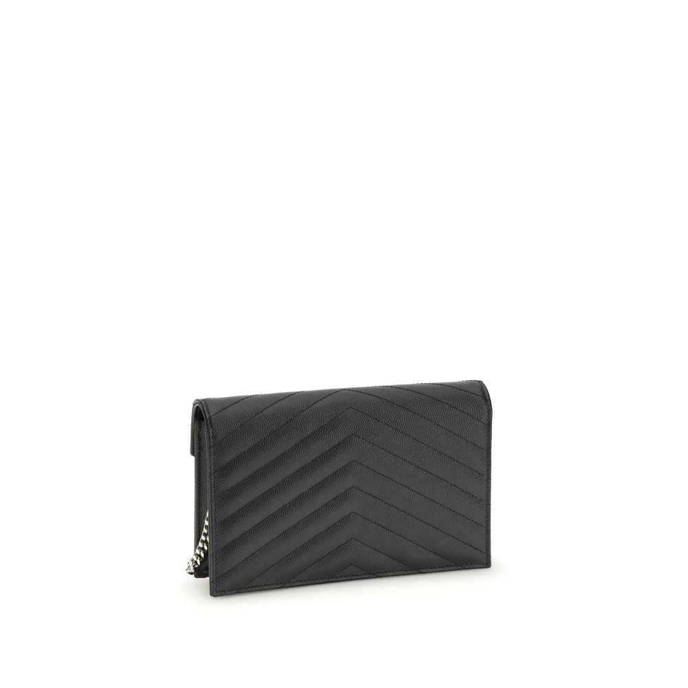 Saint Laurent Lommebok i sort kalveskinn