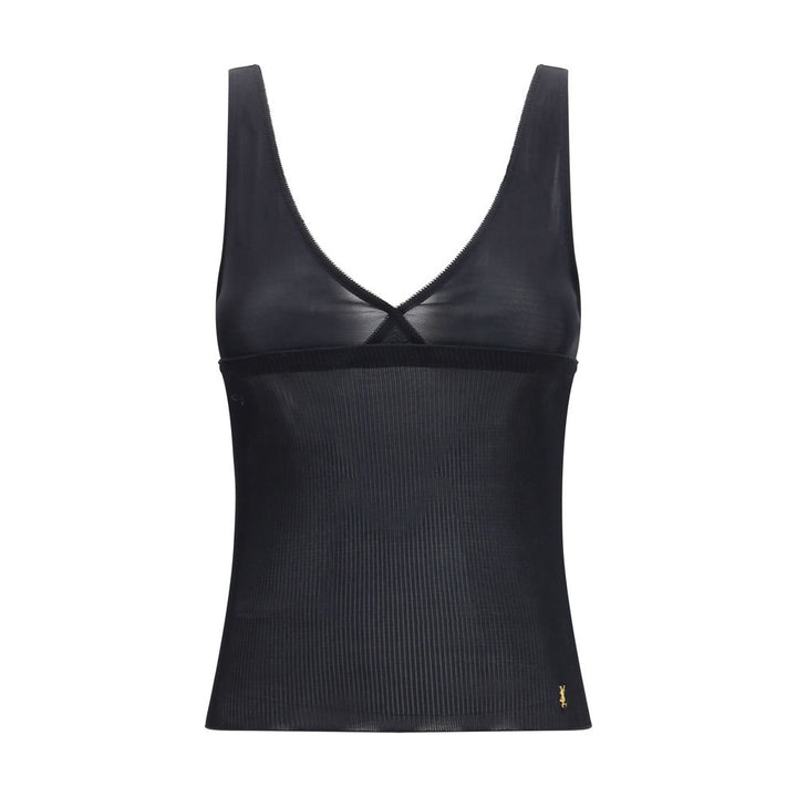 Saint Laurent Svart Silketopp Uten Ermer
