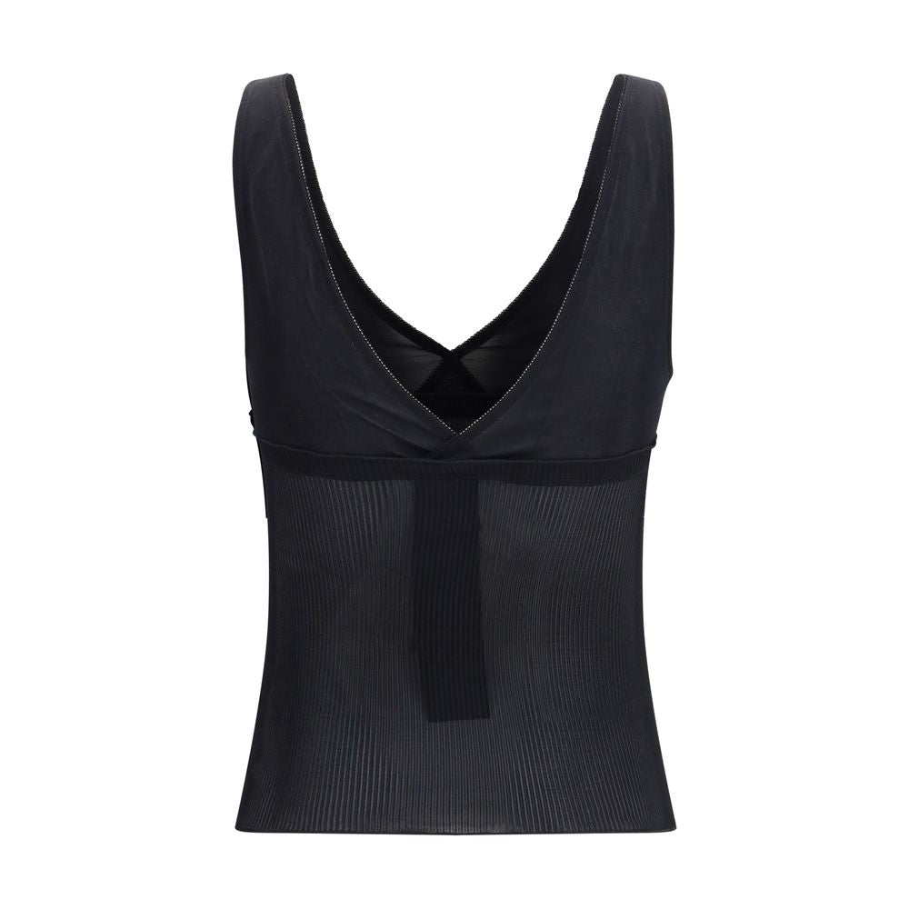 Saint Laurent Svart Silketopp Uten Ermer