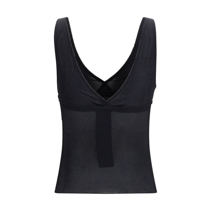Saint Laurent Svart Silketopp Uten Ermer