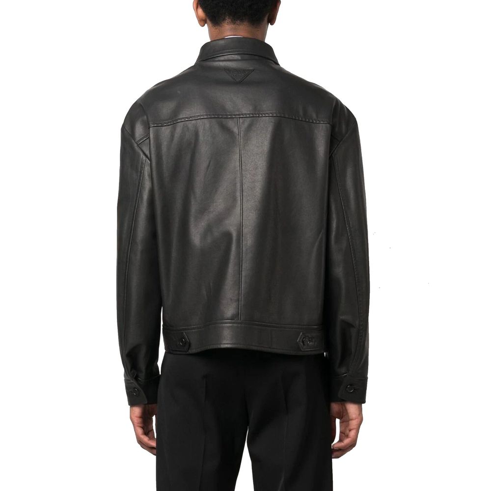 Chaqueta de cuero negra Prada