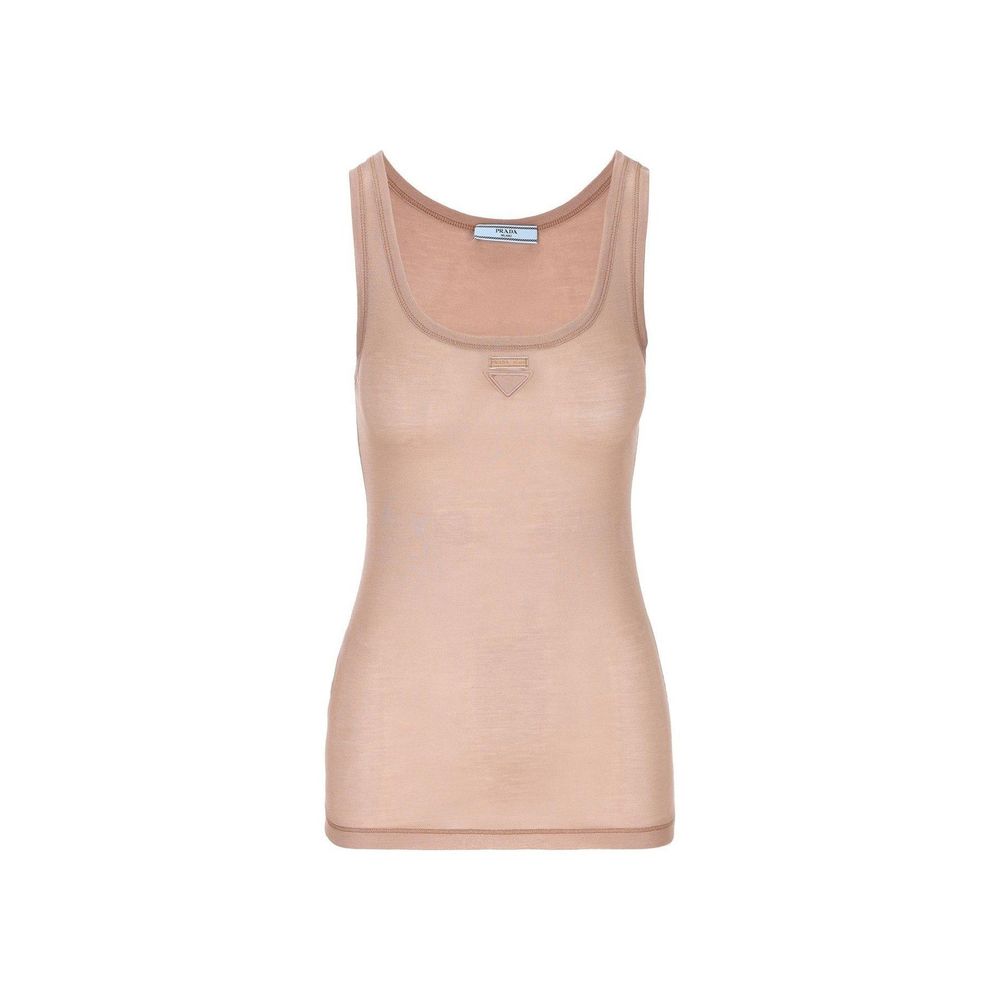 Tops sin mangas de seda multicolor Prada