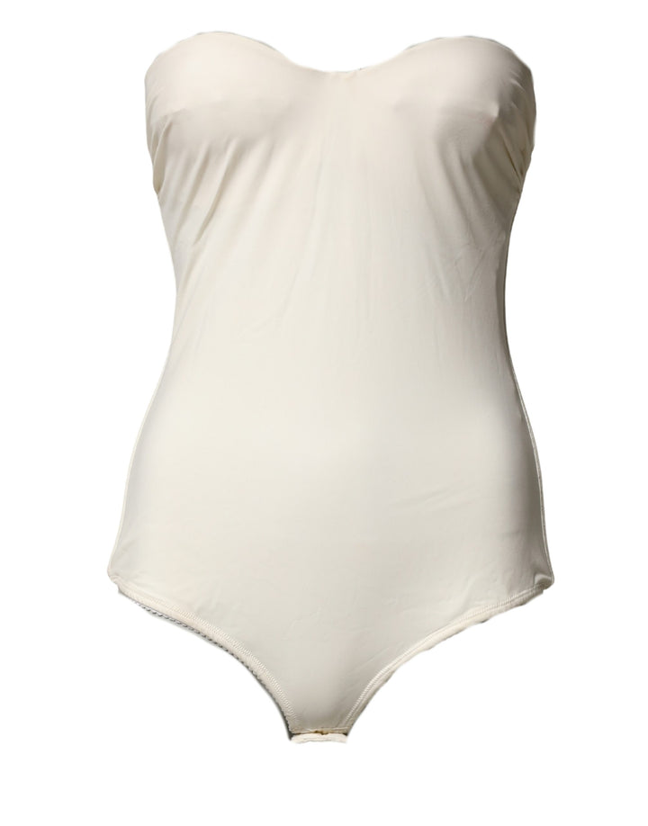 Elisabetta Franchi Off White Stroppløs Badedrakt Badetøy