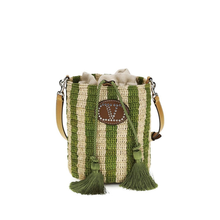 Valentino Garavani Bicolor Raffia Basket Bag